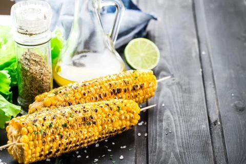 Delicious grilled corn Stock Photos