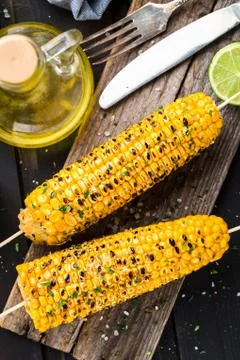 Delicious grilled corn Stock Photos