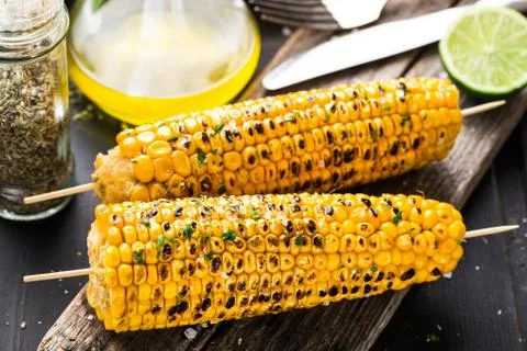 Delicious grilled corn Stock Photos