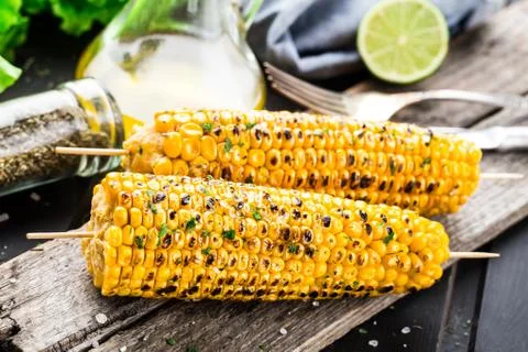 Delicious grilled corn Stock Photos