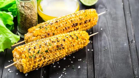 Delicious grilled corn Stock Photos