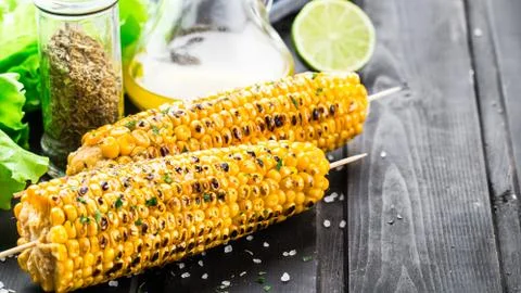 Delicious grilled corn Stock Photos