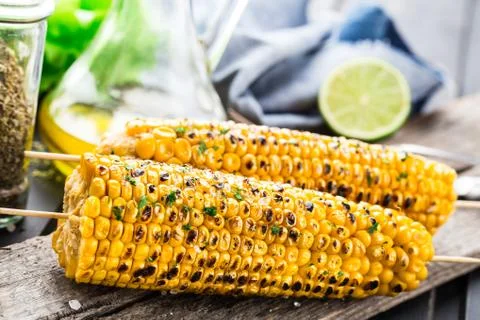 Delicious grilled corn Stock Photos