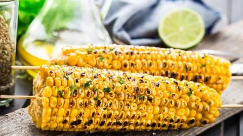 Delicious grilled corn Stock Photos
