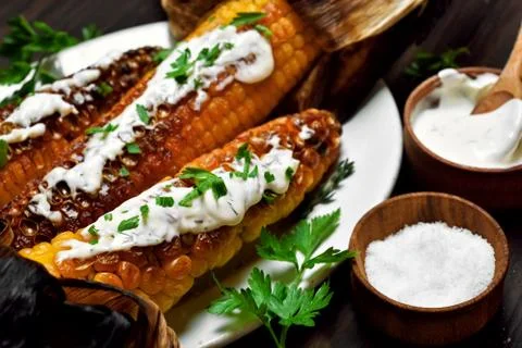 Delicious grilled corn Stock Photos