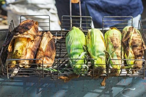 Delicious grilled corn Stock Photos