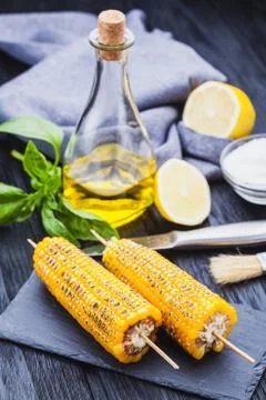 Delicious grilled corn Stock Photos