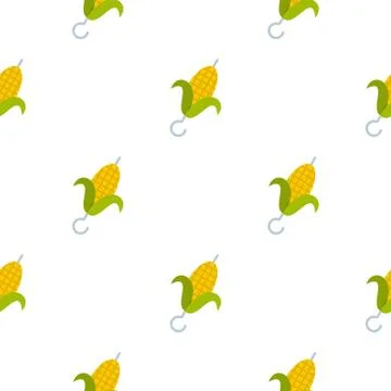 Delicious grilled corn in skewer pattern seamless Stock Illustration