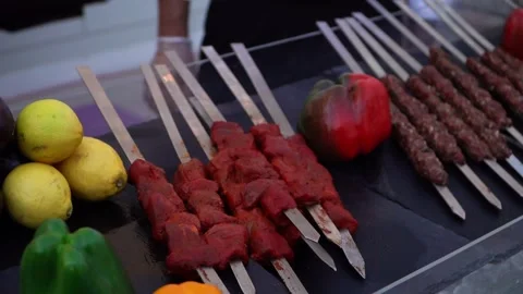 Delicious Grilled Kebabs Stock Footage 318303185