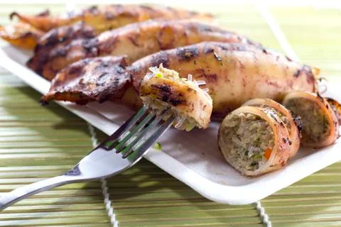 Delicious grilled squids Stock-Fotos