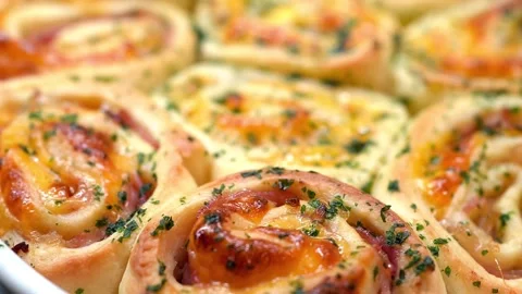 Delicious Ham and Cheese rolls for Breakfast Stock Footage 328050126