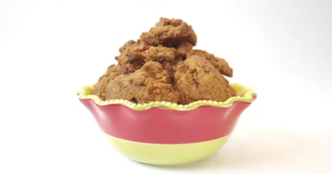 Delicious Healthy Chockolate Chip Cookies Spinning in a Bowl Stock Footage 51027121