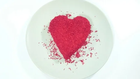 Delicious Heart Cake On The White Table Stock Footage 92337116