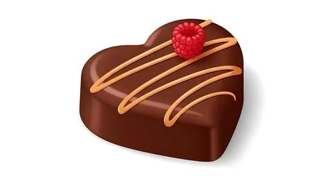 Delicious heart-shaped chocolate with raspberry Stock Illustration