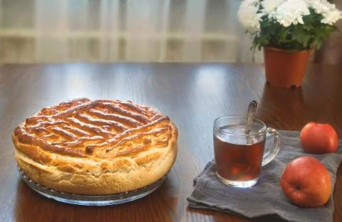 Delicious homemade cake on the dining table. Stock Photos