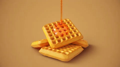 Delicious honey falling on waffles Stock Footage 170902391