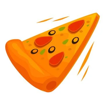 Delicious hot pizza slice flying through the air Stock Illustration