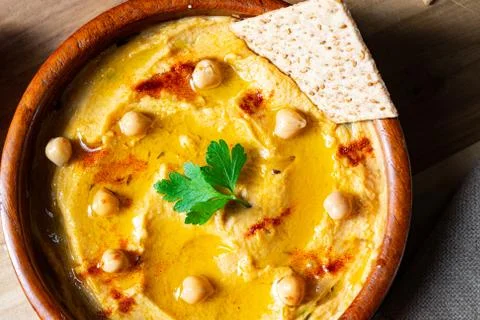 Delicious hummus paste with lemon and chilli Stock Photos