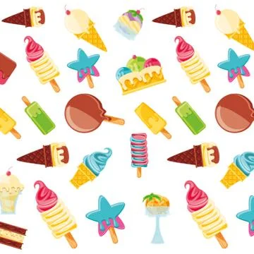 Delicious ice creams pattern background 库存插图