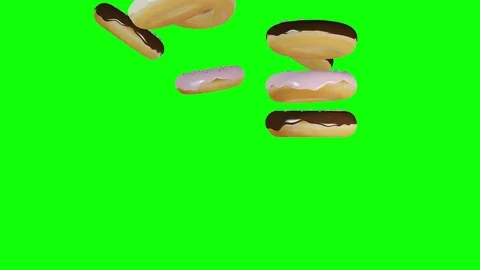 Delicious iced doughnuts tumbling down - 3d looping animation. Stock Footage 80117190