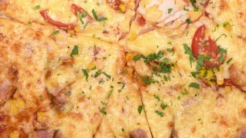 Delicious italian pizza close up. Loop motion. Top view. Stock Footage 170491054