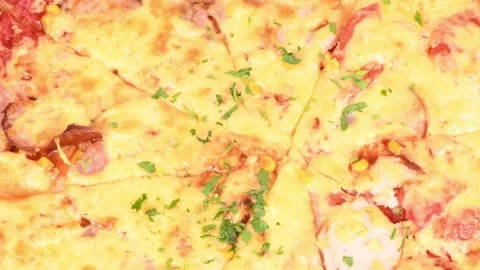 Delicious italian pizza close up. Loop motion. Side view. Stock Footage 239229262