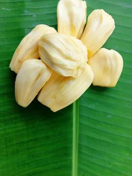 Delicious jackfruit on banana leaf  Foto stock