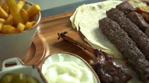 Delicious Kebabs Platter Stock Footage 318310180