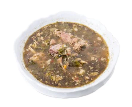 Delicious lamb soup with spinach. Stock Photos