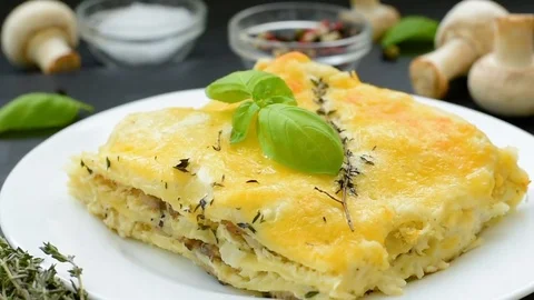 Delicious lasagna with bechamel sauce Stock Footage 72567512