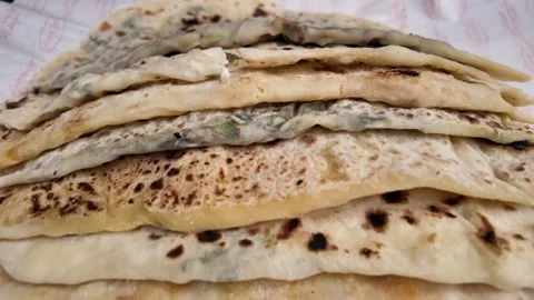 Delicious layered flatbreads stacked high for enjoyment Stock Footage 319511603