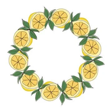 Delicious lemon, collected in a composition in a circle on a white background Stock Illustration