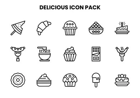 Delicious Line Graphics Icons Pack Stock Illustration