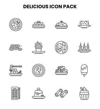 Delicious Line Graphics Icons Pack Stock Illustration