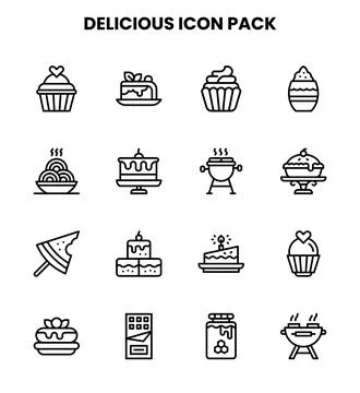 Delicious Line Graphics Icons Pack Stock Illustration