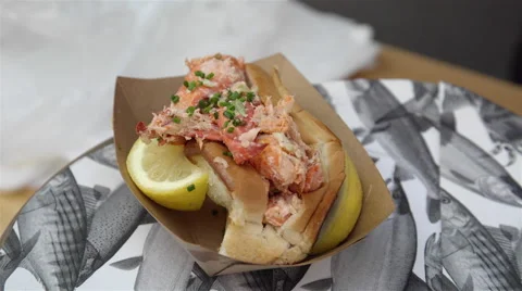 A delicious lobster roll. Stock Footage 52364772