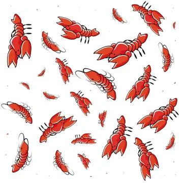 Delicious lobster seafood pattern Stock Illustration