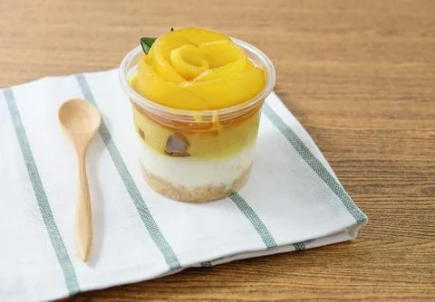 Delicious Mango Cheesecake Stock Photos