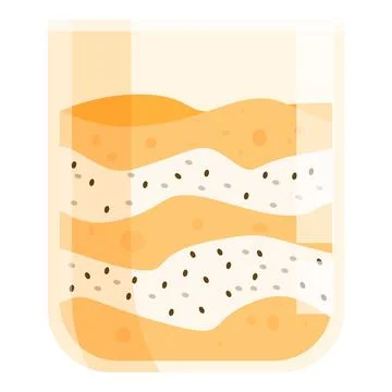 Delicious mango chia seed pudding layered dessert in glass jar Stock Illustration