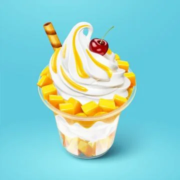 Delicious mango sundae Stock Illustration