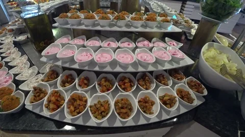 Delicious many different kinds of appetizer 6 Stock Footage 77160298