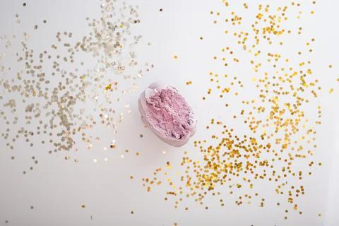 Delicious marshmallows on a white background with a bright decor Stock Photos