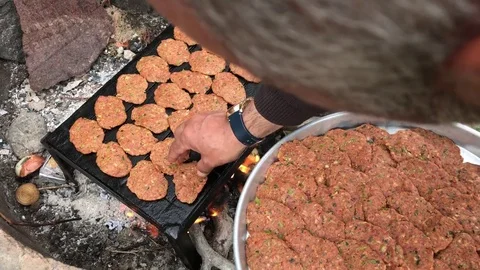 Delicious Meat Cooking Stock Footage 75594123