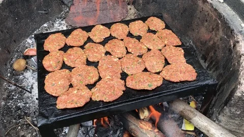 Delicious Meat Cooking Stock Footage 75594339