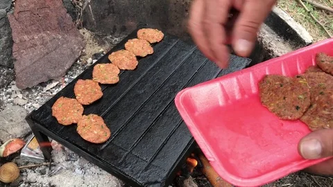 Delicious Meat Cooking Stock Footage 75594383