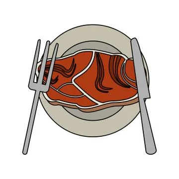 Delicious meat on dish Stock Illustration