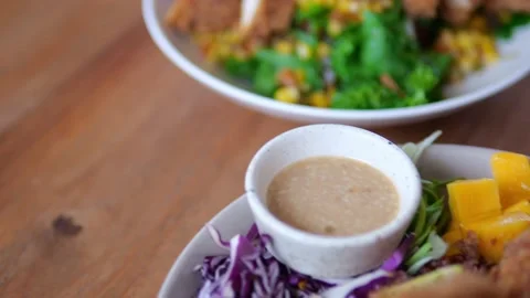 Delicious meat dishes, deep-fried breaded poultry and shrimp, the most healthy Video stock 209147182
