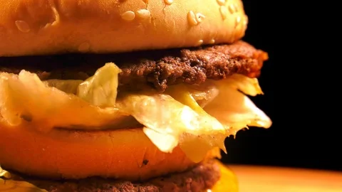 Delicious Meat Hamburger  Stock Footage 97956917