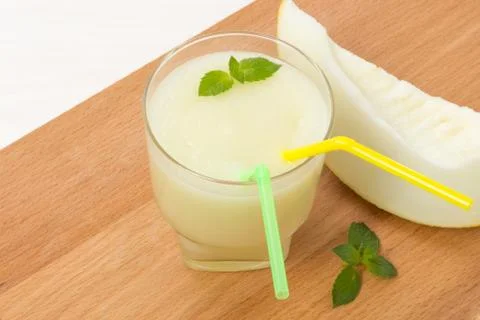 Delicious melon smoothie with mint Stock Photos