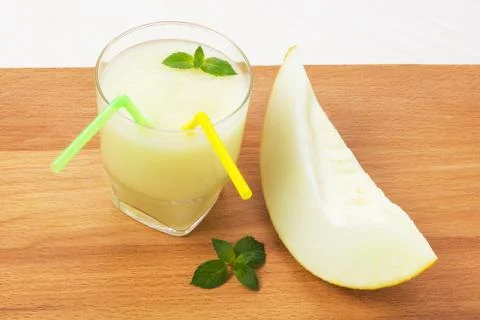 Delicious melon smoothie with mint Stock Photos